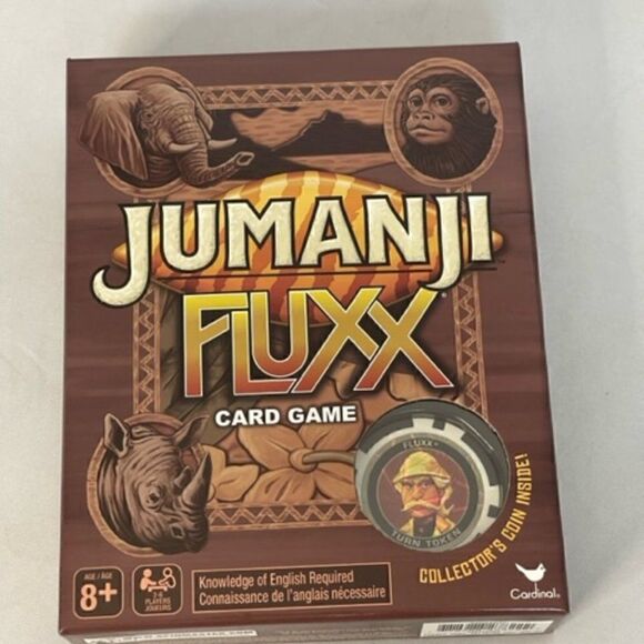 Jumanji Fluxx Card Game with Collector's Coin Inside New Sealed in Box Excellent - Picture 1 of 3